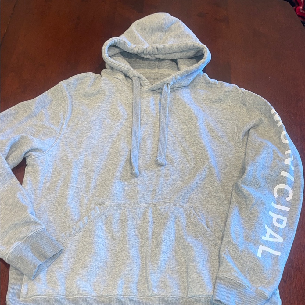 3212301 Gray Hoodie Sweatshirt Municipal thick material SZ S see measurements